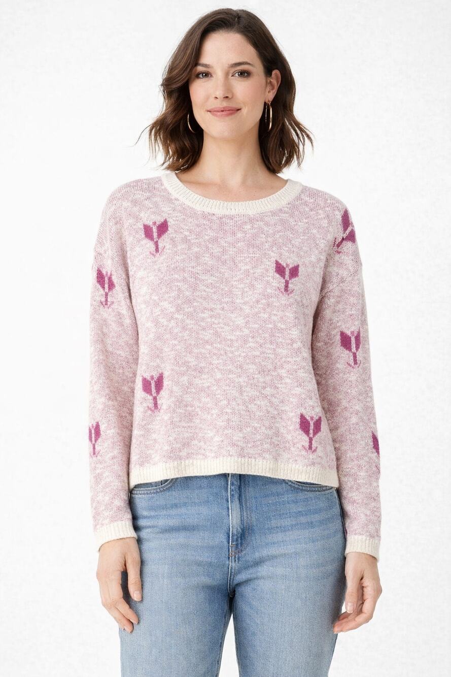 Splendid Aster Crew Neck Sweater Womens Small Gardenia New Cotton Linen Blend